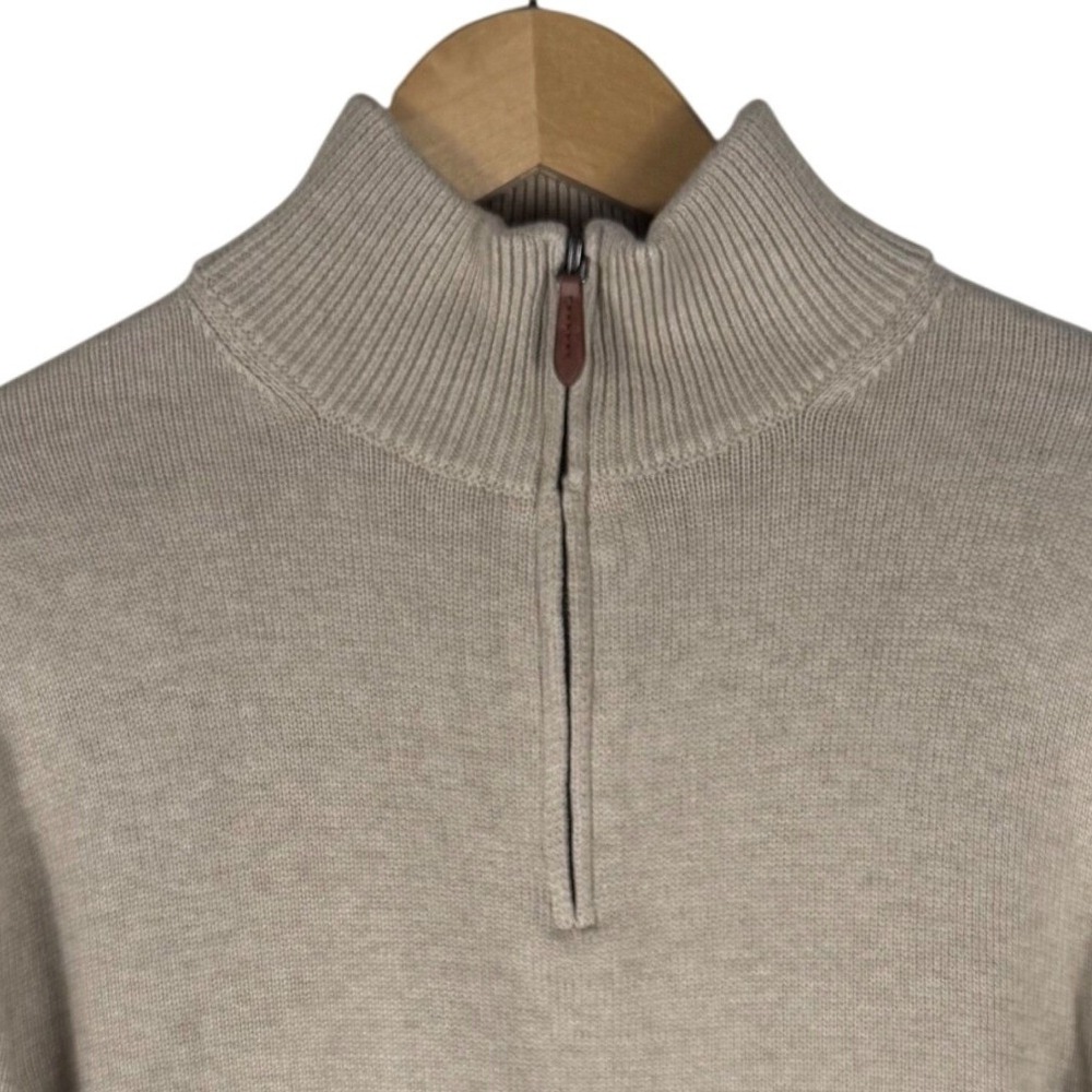 J.Crew Heather Knit Quarter Zip Mock Neck Sweater Mens XL Beige Heather